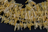 Natural Yellow Hematoid quartz Beads Long Slender Points Spikes Top Side Drilled Freeform 15.5" Strand