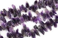 Natural Raw Amethyst Beads Points Spikes Top Side Drilled Freeform 15.5" Strand-