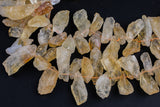 Natural Raw Citrine Beads Points Spikes Top Side Drilled Freeform 15.5" Strand