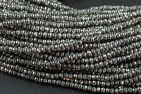 3.5-4mm Crystal Rondelle 1 or 2 or 5 or 10 STRANDS- 13 inch strand- Dark Silver