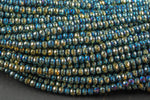 3.5-4mm Crystal Rondelle 1 or 2 or 5 or 10 STRANDS- 13 inch strand- Peacock