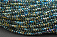 3.5-4mm Crystal Rondelle 1 or 2 or 5 or 10 STRANDS- 13 inch strand- Peacock