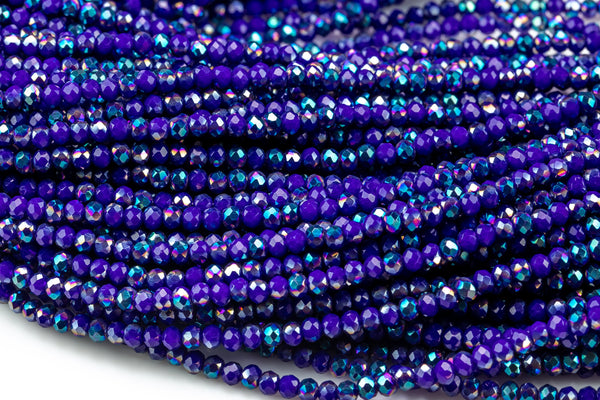 3.5-4mm Crystal Rondelle 1 or 2 or 5 or 10 STRANDS- 13 inch strand- Cobalt