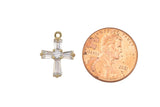 1 pc 18k Teardrop CZ Cross Charm, Pendant- 10x15mm