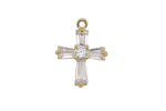 1 pc 18k Teardrop CZ Cross Charm, Pendant- 10x15mm