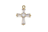 1 pc 18k Teardrop CZ Cross Charm, Pendant- 10x15mm
