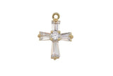 1 pc 18k Teardrop CZ Cross Charm, Pendant- 10x15mm