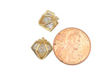 1 pc 18k Gold Plated Diamond Cage CZ Charm, Pendant- 12mm