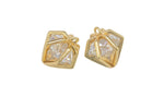 1 pc 18k Gold Plated Diamond Cage CZ Charm, Pendant- 12mm
