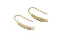 2 pc 18k CZ Earring Ear wire Finding - 16mm