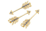 1 pc 18k Gold Micro Pave Arrow Pendant , Charms, Lock Necklace Earring Charms, CZ Pave- 9x32mm