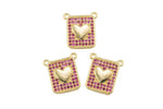 1 pc 18k Gold Micro Pave Heart Pendant , Heart Charms, Lock Necklace Charms, CZ Pave- 10x13mm