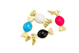 1 pcs Dainty Enamel Candy Charm, Candy Wrapper 18kt Gold Charm- 8x18mm