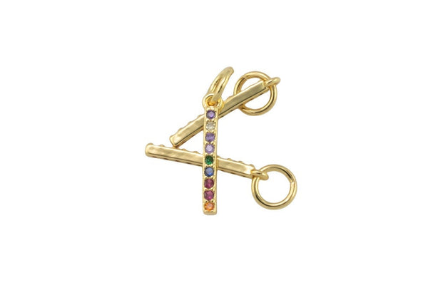 1 pc 18k Gold Rainbow Stick Cubic Protector Pendant Tiny Lucky Dainty Necklace - 2x15mm