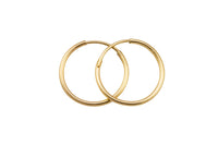 1 Pair, 2 Pcs Thin 14K Gold Filled Endless Hoop Earrings 1/20 inch Thickness 1/2 inch diameter USA Product