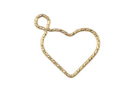 Gold Filled Sparkly Heart Charm- 14/20 Gold Filled- USA Product-15mm- 2 pieces per order
