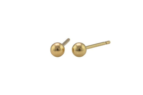 Gold Filled Ball Earring Stud- 14/20 Gold Filled- USA Product-3mm 4mm 5mm 6mm - with ring or without