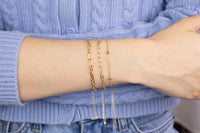 Modern Satellite Paperclip Bracelet 18k Gold Bracelet Chain One Size fits All 6.75 inches with 2 inch extender