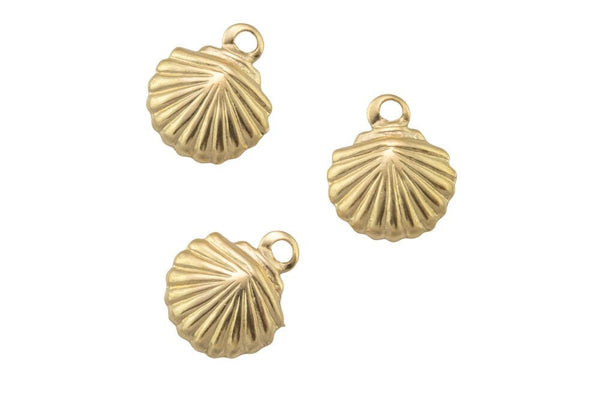 Gold Filled SeaShell Shell Charm- 14/20 Gold Filled- USA Product-7mm- 2 pieces per order