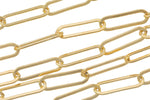 Gold Filled Flat Tubed Chain, Elongated Oval Chain, 6 x 16 mm links, , Wholesale, USA Made, Chain by foot- Paper Clip Chain