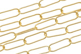 Gold Filled Tubed Chain, Elongated Oval Chain, 5 x 15 mm links, , Wholesale, USA Made, Chain by foot- Paper Clip Chain