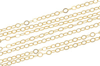 1.3mm-1.5mm USA Made gold filled FLAT chain 3 feet or 20 feet Permanent Jewelry Chain