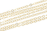 1.3mm-1.5mm USA Made gold filled FLAT chain 3 feet or 20 feet Permanent Jewelry Chain