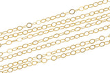1.3mm-1.5mm USA Made gold filled FLAT chain 3 feet or 20 feet Permanent Jewelry Chain