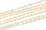 1.3mm-1.5mm USA Made gold filled FLAT chain 3 feet or 20 feet Permanent Jewelry Chain