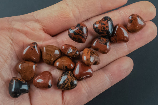 1 Pc Natural Mahogany Jasper Heart Shaped Healing Stones Gemstone Hearts Healing Stones-15mm- .5 inches