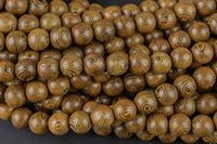 Natural Wenge Wood. 6mm or 8mm or 10mm Round-Full Strand 15.5 inch Strand Gemstone Beads