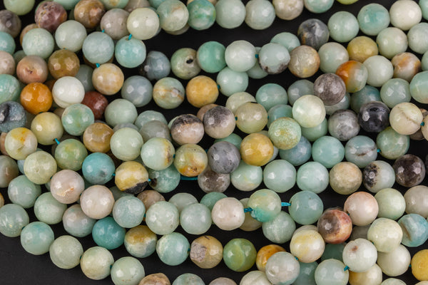 Natural AMAZONITE Beads faceted round sizes. 4mm, 6mm, 8mm, 10mm, 12mm, 14mm-Full Strand 15.5 inch Strand Gemstone Beads