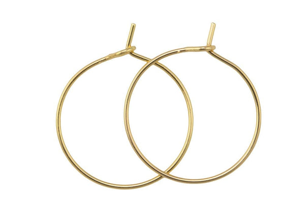 Gold Filled / White Gold Filled Earring Hoop Findings - 20mm 25mm 35mm 45mm 50mm - 2 pairs per order (4 pcs)