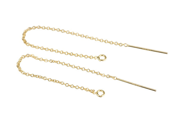 Gold Filled Threader Earrings Findings- 2.5 inches- 80mm- 1 pair per order