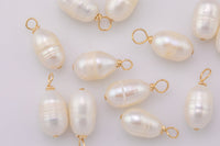 USA Gold Filled Natural Pearl Charms Drop Pendant Handmade Appx. 6x15mm. Made with Natural Freshwater Pearl and Gold Filled Wire Made in USA