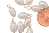 USA Gold Filled Natural Pearl Charms Drop Pendant Handmade Appx. 6x15mm. Made with Natural Freshwater Pearl and Gold Filled Wire Made in USA