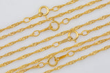 14K GOLD FILLED Necklace Singapore Chain Made in USA Wholesale Delicate Everyday Chain w/ Spring Clasp High Quality Permanent Jewelry Chain