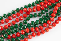 Christmas Necklaces Red and Green Set 36" long hand knotted necklaces made in USA