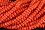 8mm Crystal Smooth Roundel Barrel Beads Blood Orange about 16.5"