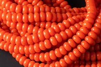 8mm Crystal Smooth Roundel Barrel Beads Blood Orange about 16.5"