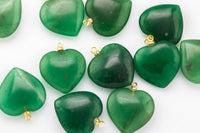 Gemstone Heart Hearts Charm Healing Stone Size appr 20mm - Green Aventurine