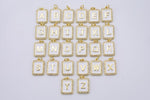 14k Gold White Enamel Initial Tag Letter Charm CZ Cubic Alphabet Letter Drop Charm Pendant Personalized Charm for Necklace Jewelry Making