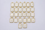 14k Gold White Enamel Initial Tag Letter Charm CZ Cubic Alphabet Letter Drop Charm Pendant Personalized Charm for Necklace Jewelry Making