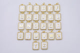 14k Gold White Enamel Initial Tag Letter Charm CZ Cubic Alphabet Letter Drop Charm Pendant Personalized Charm for Necklace Jewelry Making