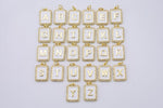 14k Gold White Enamel Initial Tag Letter Charm CZ Cubic Alphabet Letter Drop Charm Pendant Personalized Charm for Necklace Jewelry Making