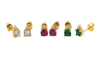 Raindrop 18kt Gold Birthstone Stud 2 Solitare Design CZ Earring- 2 pcs per order- 5x7mm BEAUTIFUL EARRINGS!