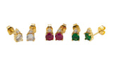 Raindrop 18kt Gold Birthstone Stud 2 Solitare Design CZ Earring- 2 pcs per order- 5x7mm BEAUTIFUL EARRINGS!