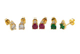 Raindrop 18kt Gold Birthstone Stud 2 Solitare Design CZ Earring- 2 pcs per order- 5x7mm BEAUTIFUL EARRINGS!