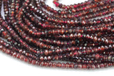 Natural Red Garnet High Quality in Diamond Cut Faceted Roundel, 3x4mm - Full 15.5 Inch Strand-Full Strand 15.5 inch Strand