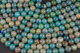 Natural Chrysocolla Beads 6mm 8mm 10mm 12mm Round Real Natural Blue Green Chrysocolla Red Iron Matrix Gemstone Arizona 15.5" Strand